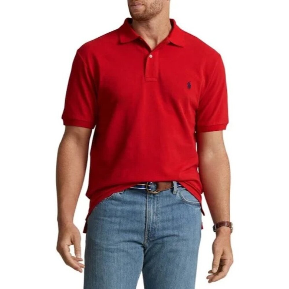 Polo Ralph Lauren Men's 3XLB Logo Polo Shirt Red 100% Cotton New Preppy Casual